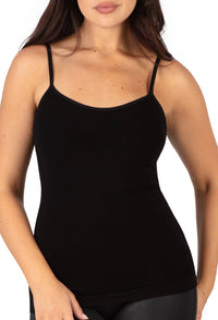 Black bamboo camisole for women, soft and breathable for layering or wearing alone