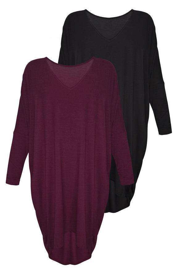 Bamboo Long Sleeve Tunic Dress - 2 Pack