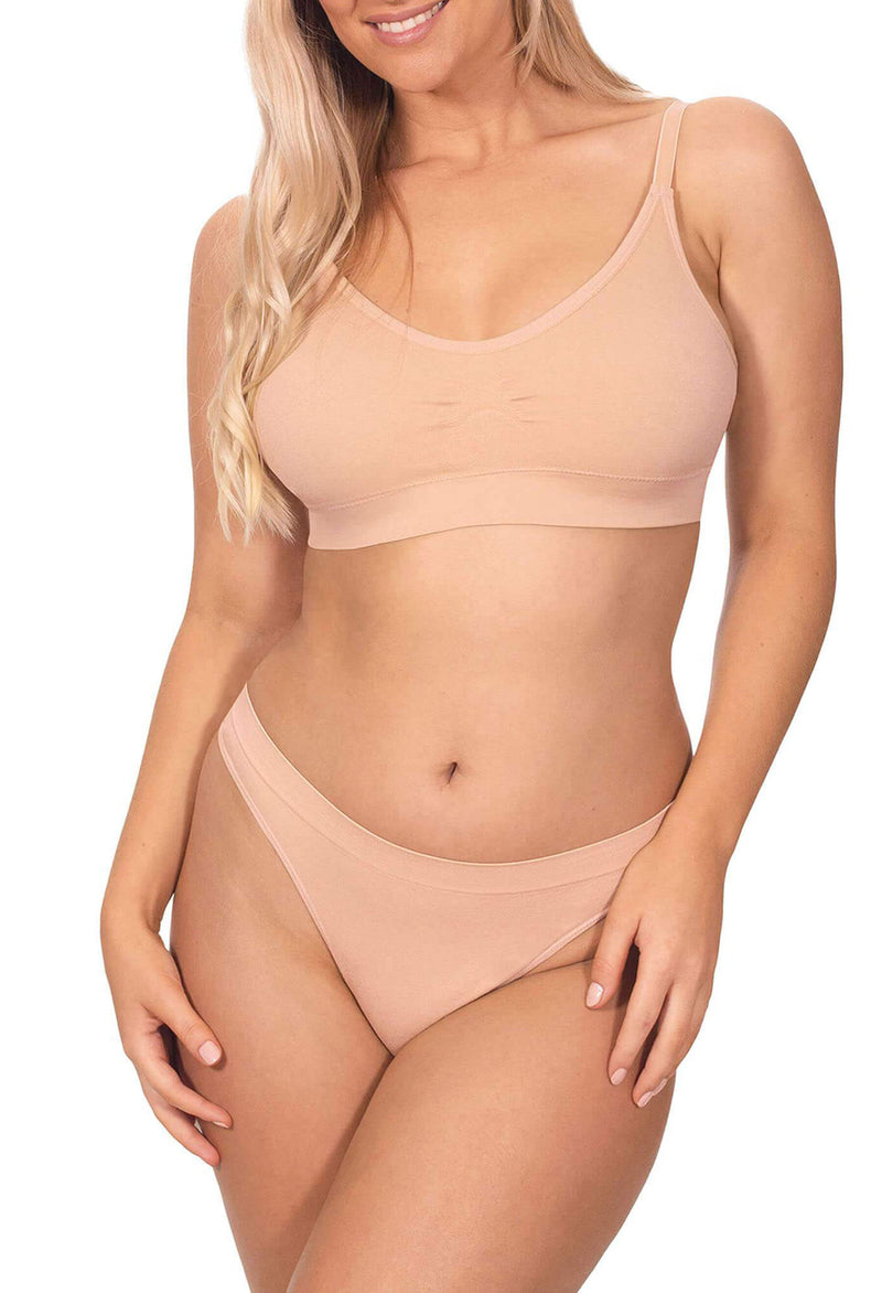 Wire Free Padded T-Shirt Bra & Seamless G String Set