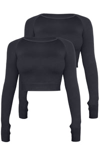 Seamless Long Sleeve Crop Top - 2 Pack