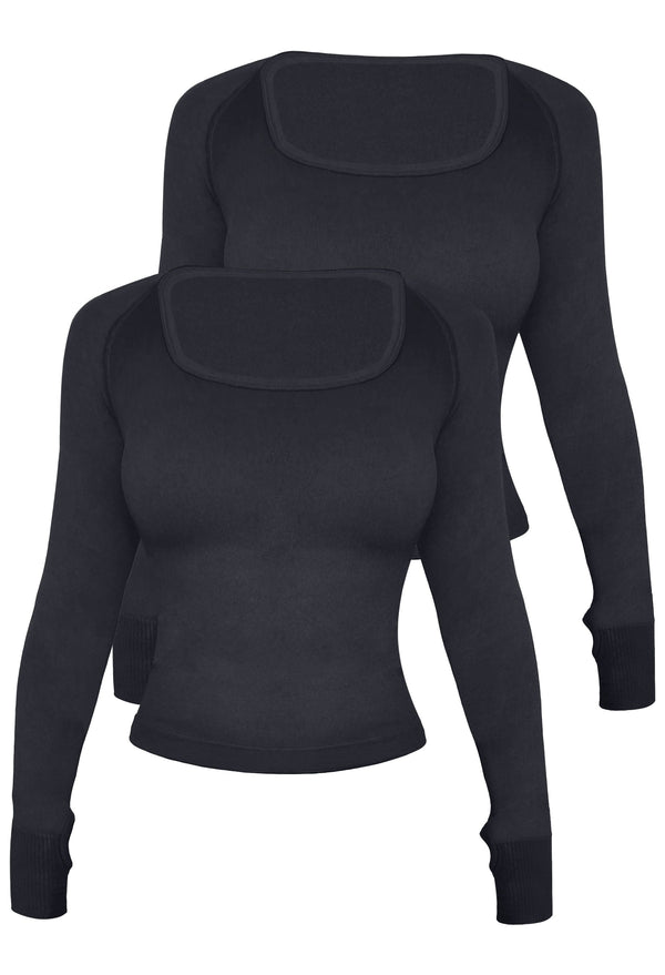 Seamless Square Neck Long Sleeve Top - 2 Pack