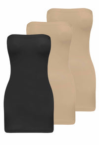 Strapless Mini Slip Dress/Skirt - 3 Pack