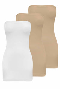 Strapless Mini Slip Dress/Skirt - 3 Pack