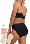 Black Bamboo Bra + High Cut Set With FREE Nipple Covers