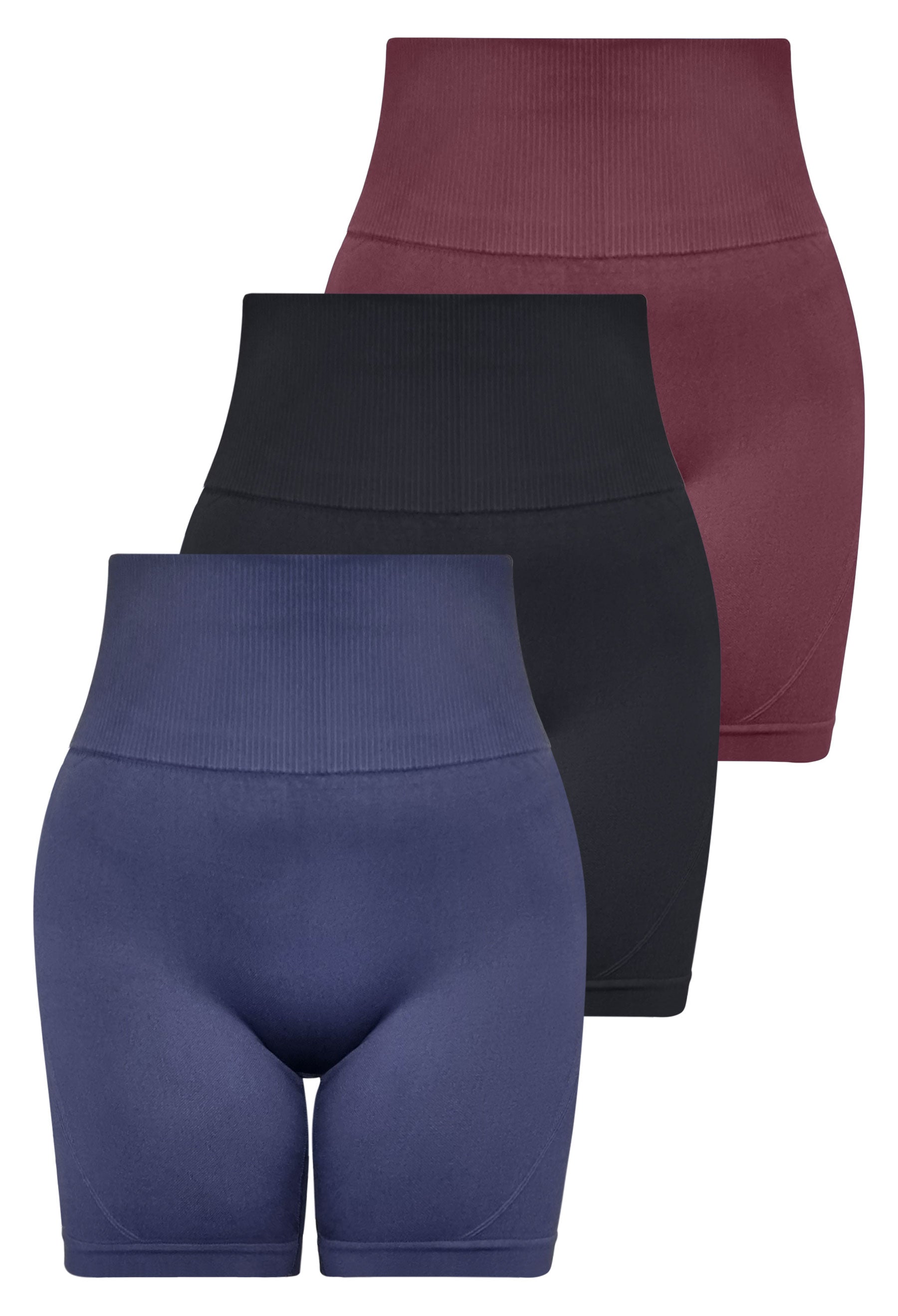 Seamless High Waist Midi Biker Shorts - 3 Pack