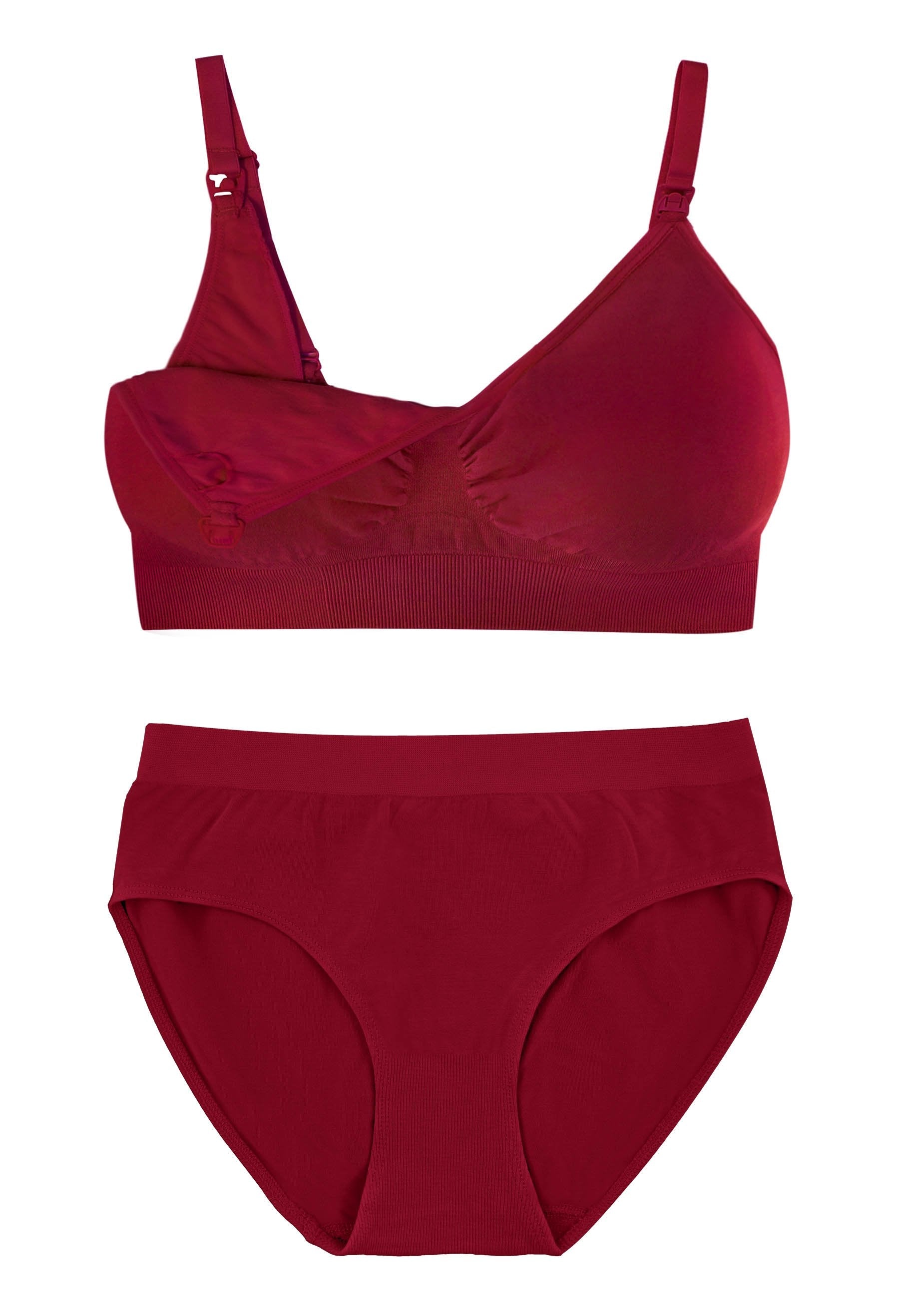 Red Bamboo Nursing Bra + High Cut Undies Set