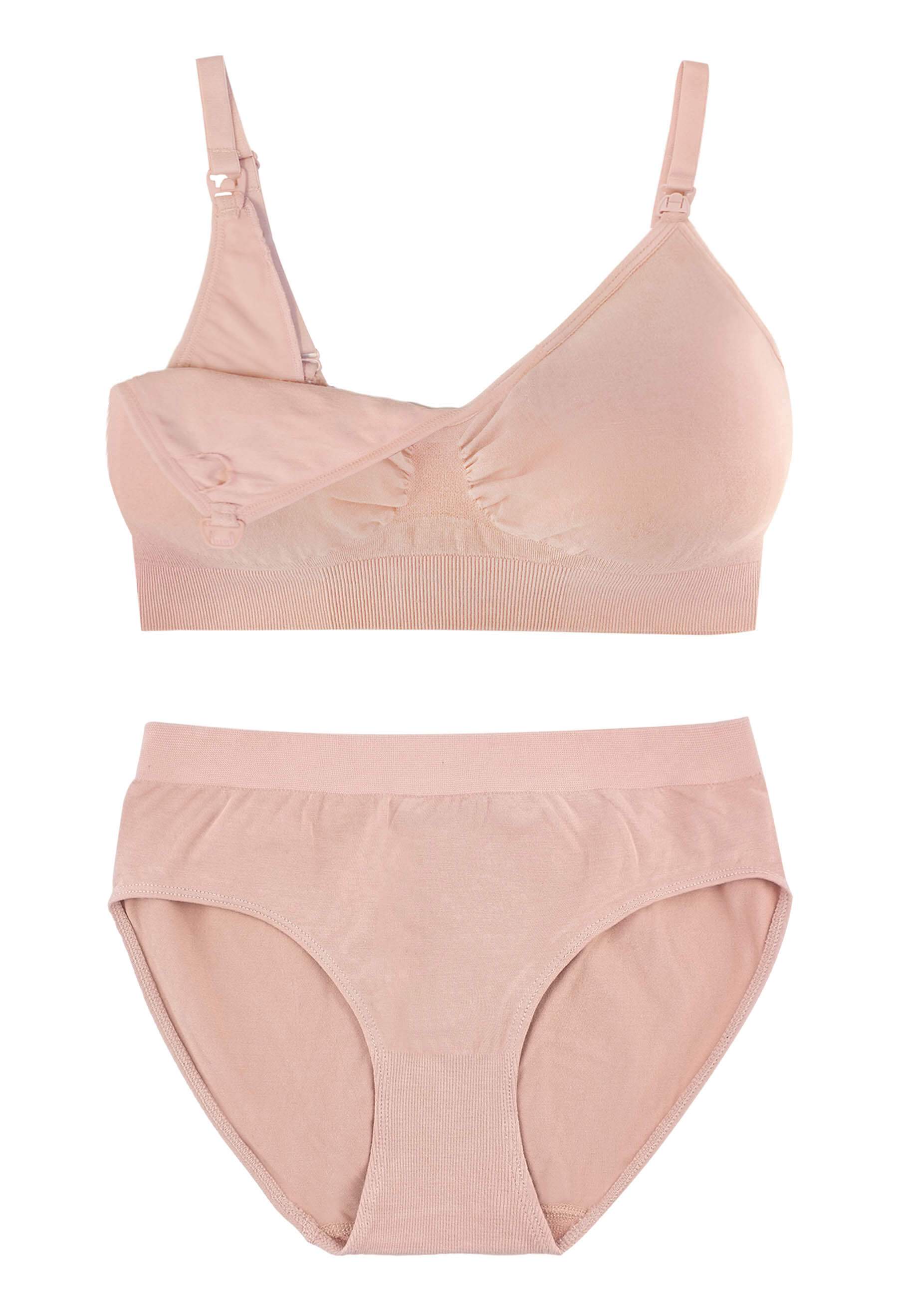 Nude Bamboo Nursing Bra + High Cut Undies Set