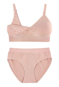 Nude Bamboo Nursing Bra + High Cut Undies Set With FREE Eco-Friendly Reusable Nursing Pads