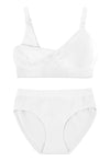 White Bamboo Nursing Bra + High Cut Undies Set With FREE Eco-Friendly Reusable Nursing Pads