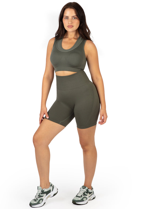 Triple-layer Support Racer & High Waist Midi Biker Shorts