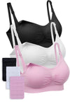 3 Pack Bamboo Wire Free Maternity and Nursing Bra + Bra Extender Set