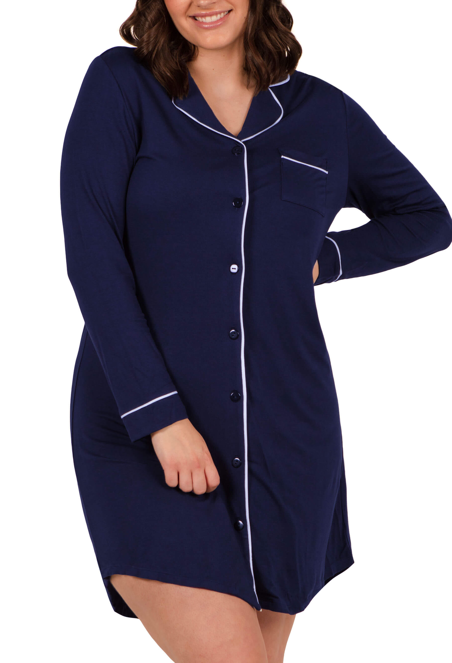 Bamboo Maternity & Nursing Birthing Hospital Gown - Navy