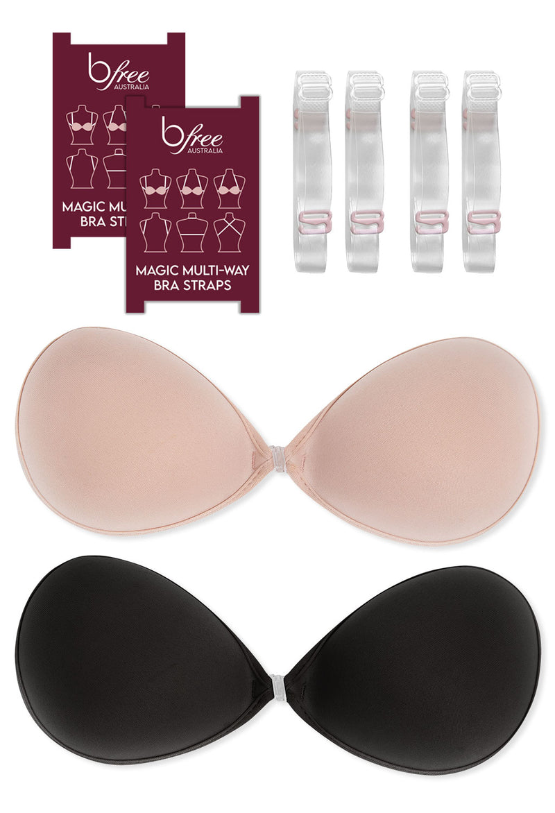 Sleek Stick On Bra With Straps Set