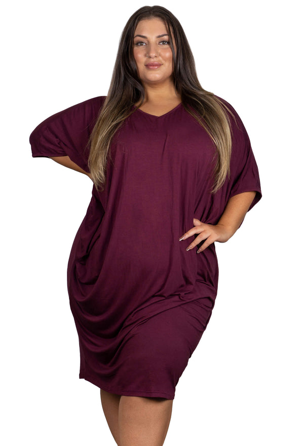 Bamboo V Neck Draped Dress - 2 Pack