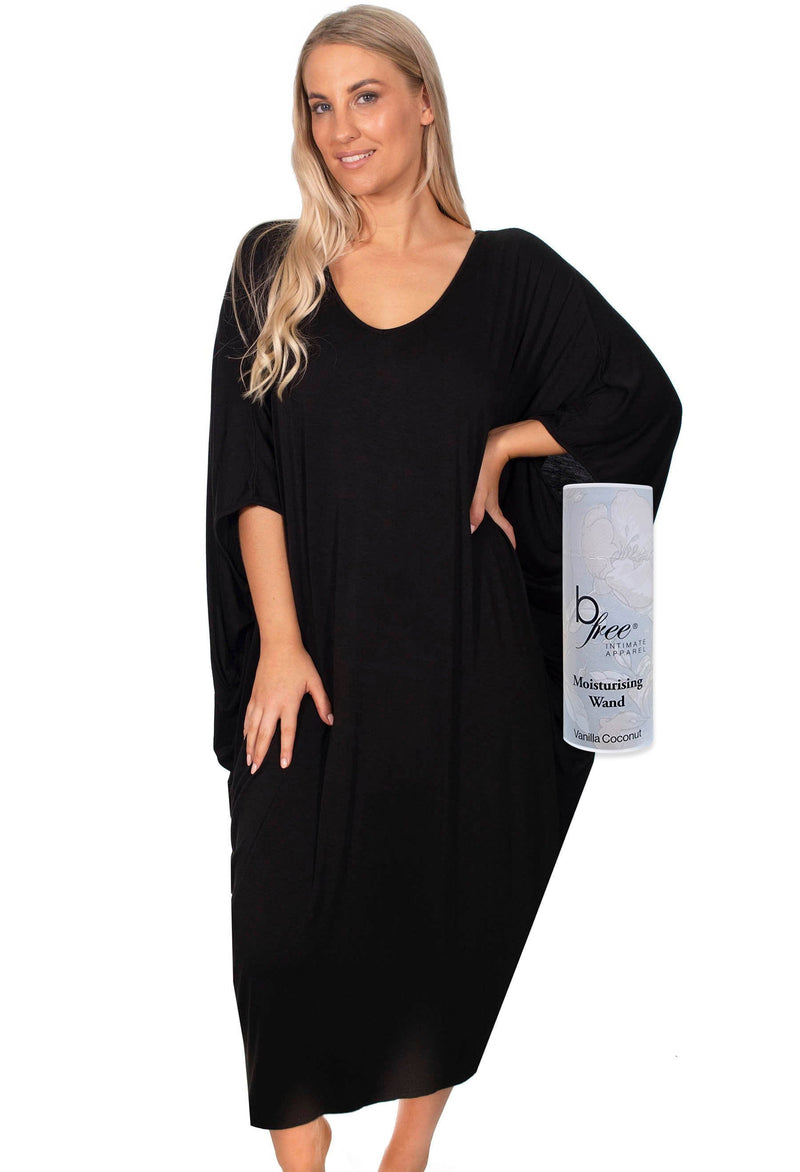 Bamboo V Neck Draped Dress + Vanilla & Coconut Stick Set