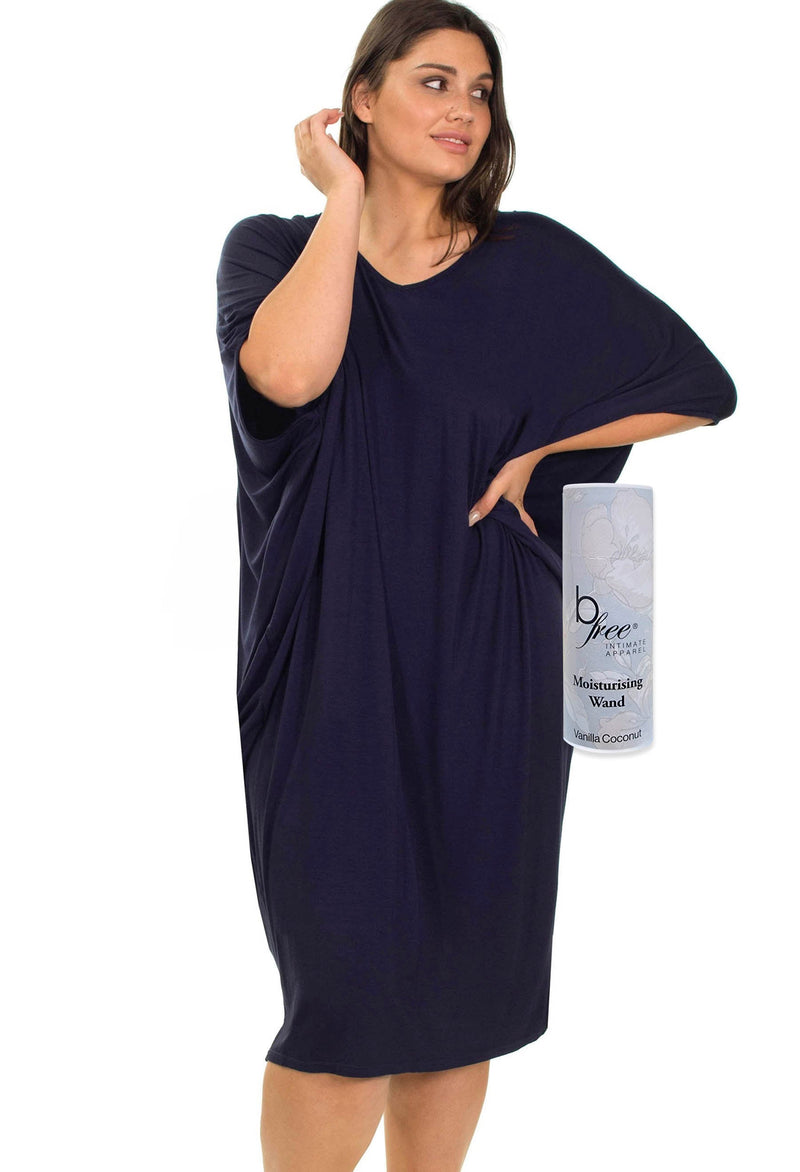 Bamboo V Neck Draped Dress + Vanilla & Coconut Stick Set