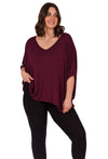 Bamboo V Neck Draped Short Sleeve Top