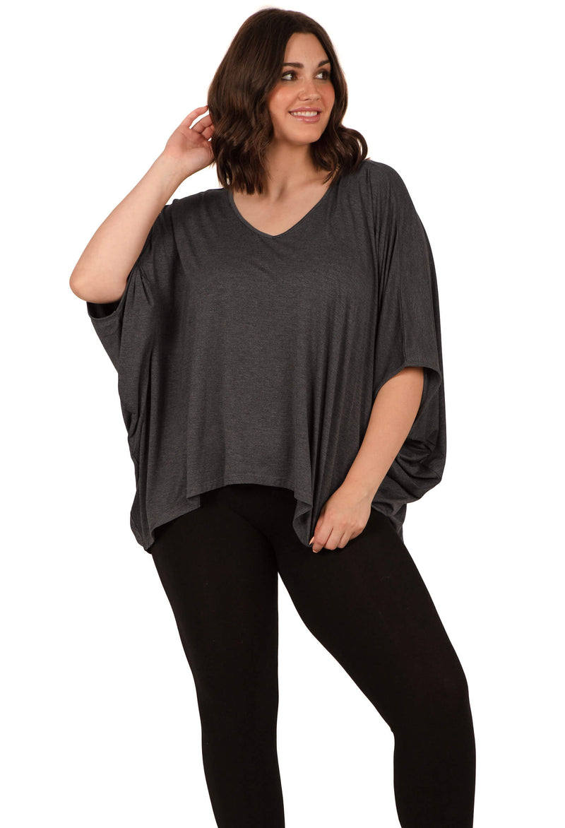 Bamboo V Neck Draped Short Sleeve Top - 2 PACK