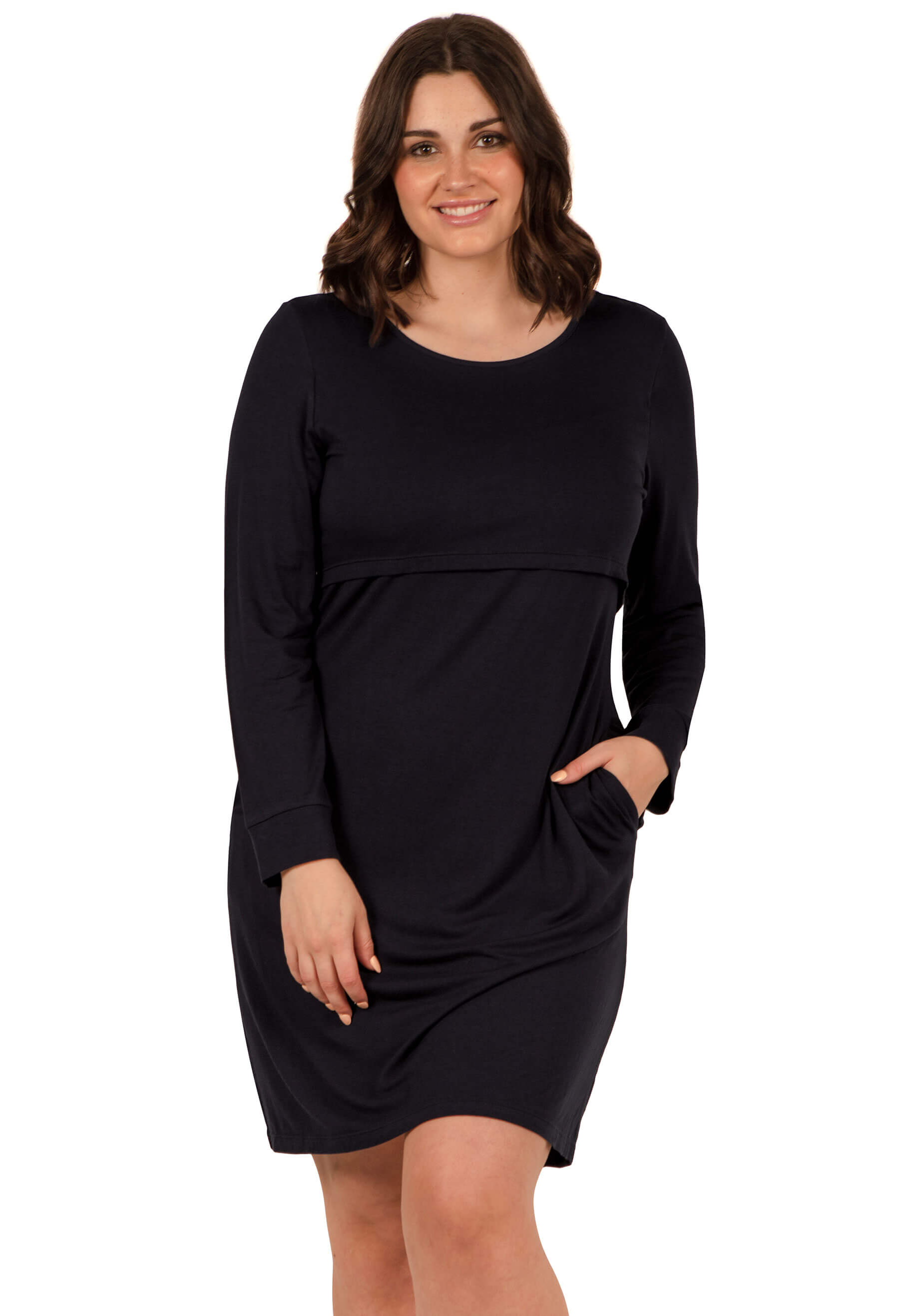 Bamboo Long Sleeve Nursing Dress - 2 Pack