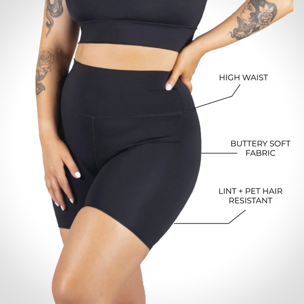 High Waisted Midi Biker Shorts (Lint & Pet Hair Resistant)