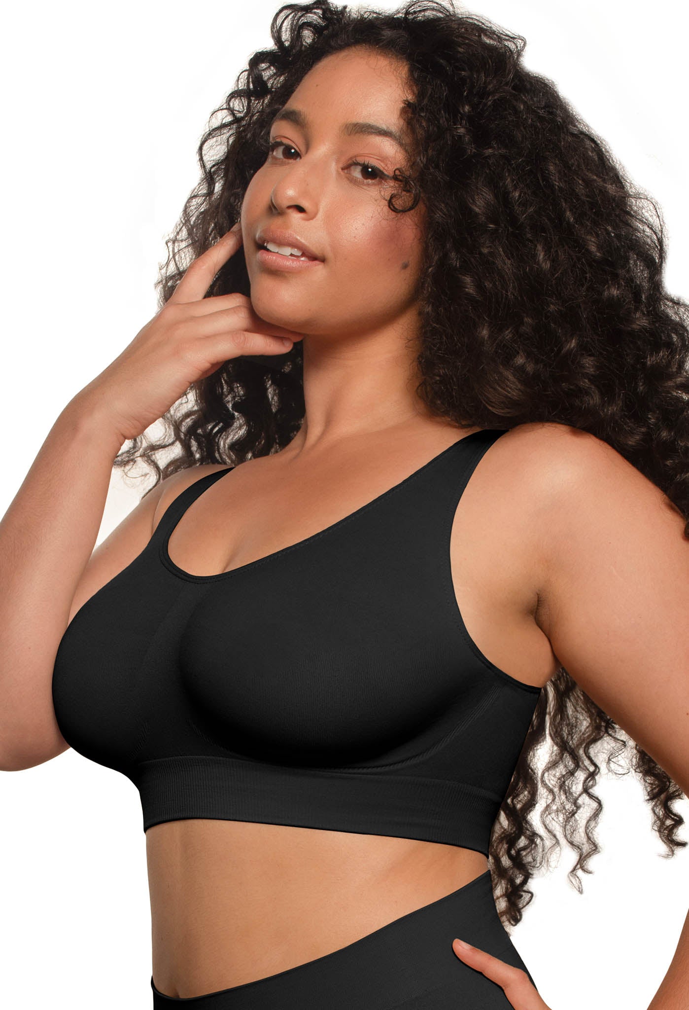 Double Lined Wire Free High Back Crop Bra - 3 Pack