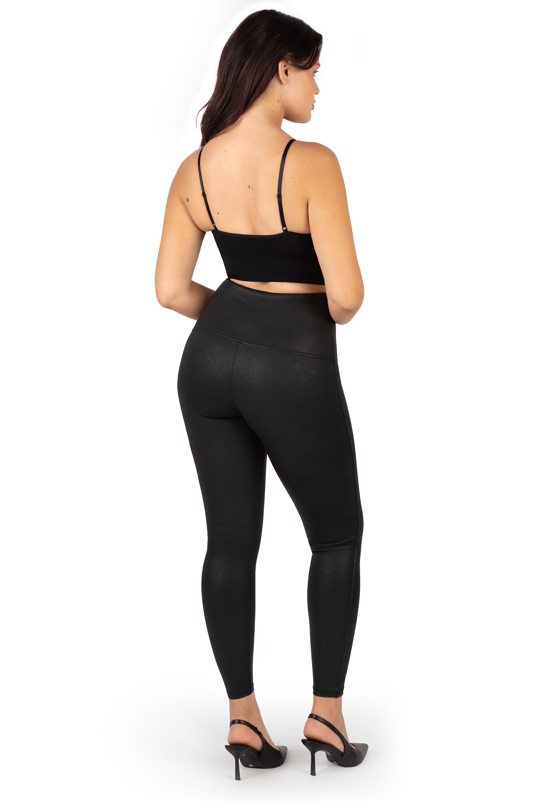 Plus Size High Rise Faux Leather Leggings