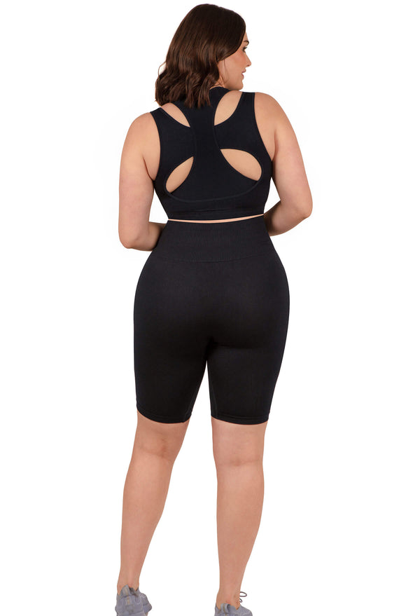 Triple-layer Support Racer & High Waist Long Biker Shorts