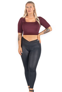 Seamless Square Neck Short Sleeve Crop Top