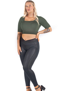 Seamless Square Neck Short Sleeve Crop Top