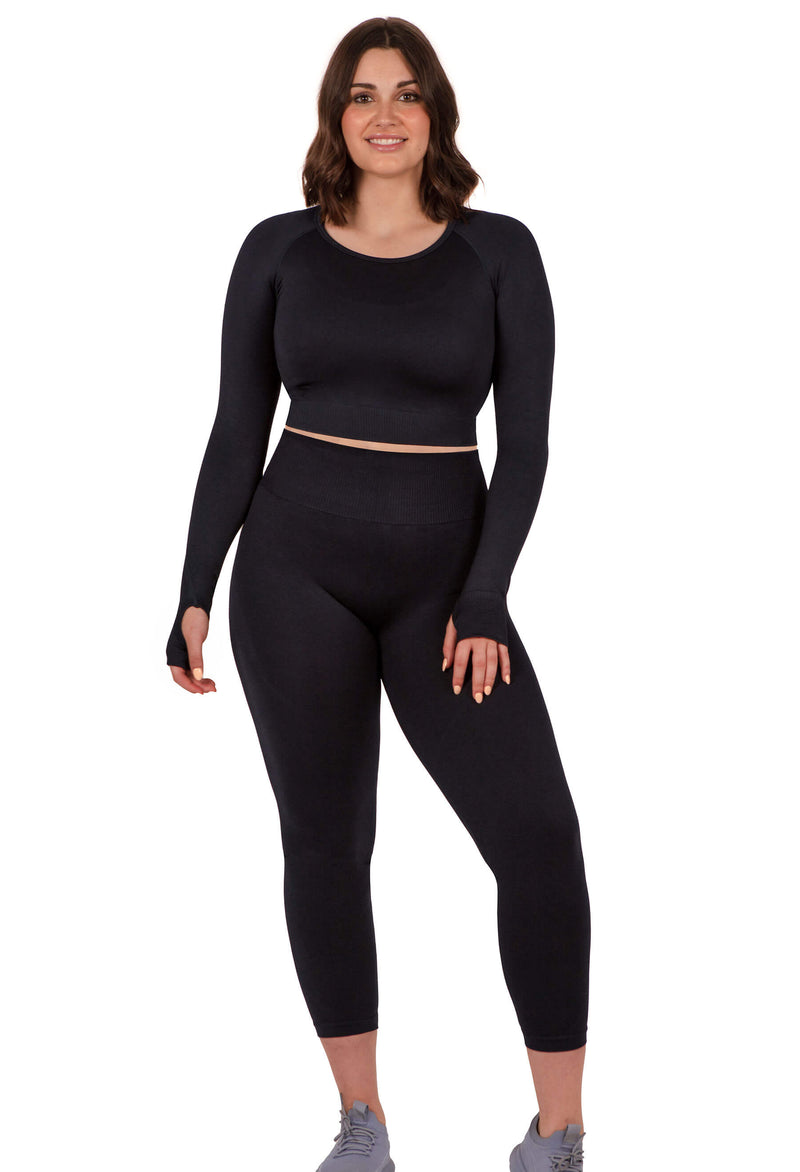 Seamless Long Sleeve Crop Thermal Top - 2 Pack