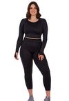 Long Sleeve Crop Top & High Waist Full Length Leggings