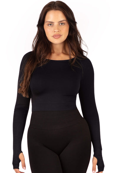 Seamless Long Sleeve Crop Thermal Top - 2 Pack