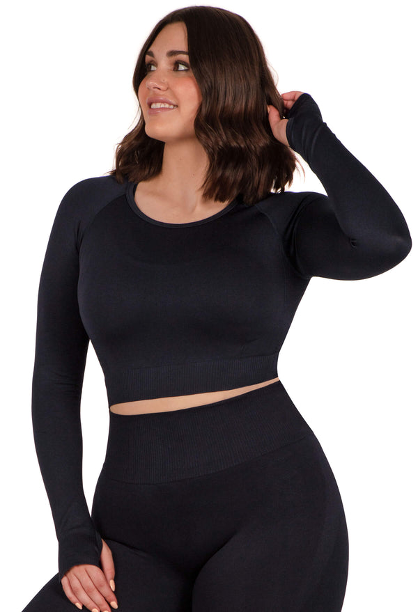 Seamless Long Sleeve Crop Top - 2 Pack