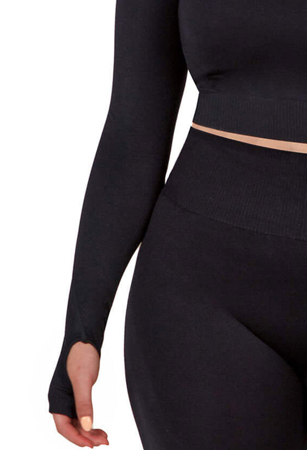 Long Sleeve Crop Top & High Waist Full Length Leggings