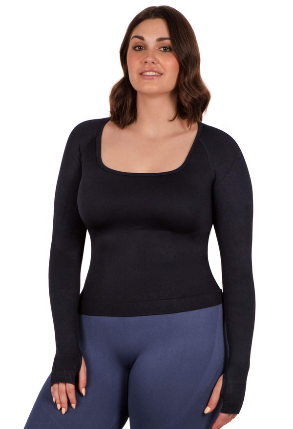 Seamless Square Neck Long Sleeve Top