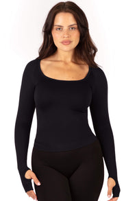 Seamless Square Neck Long Sleeve Thermal Top