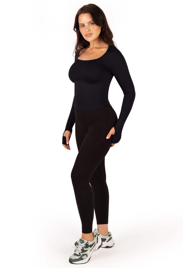 Seamless Square Neck Long Sleeve Top