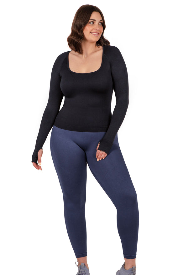 Seamless Square Neck Long Sleeve Thermal Top