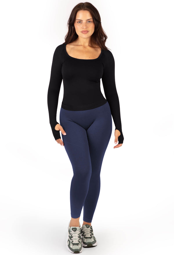 Seamless Square Neck Long Sleeve Top - 2 Pack