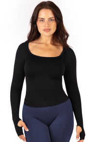 Seamless Square Neck Long Sleeve Top - 2 Pack