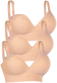 Plunge Nursing Comfort Bra – Wireless with Fixed Moulded Cups - 3 Pack