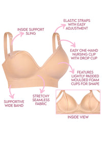 Plunge Nursing Comfort Bra – Wireless with Fixed Moulded Cups