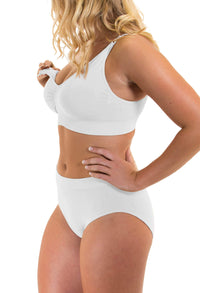 White Bamboo Nursing Bra + High Cut Undies Set