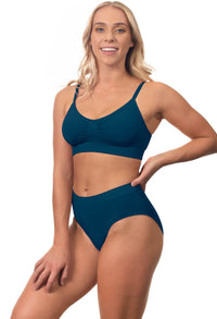 Blue Bamboo Bra + High Cut Set With FREE Nipple Covers