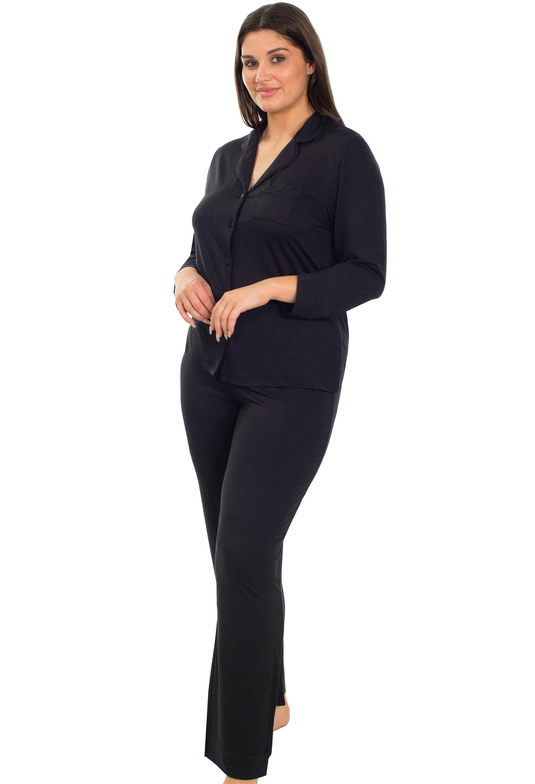 Super Soft Microfibre Pyjama Set Black  - Clearance due to Colourfastness