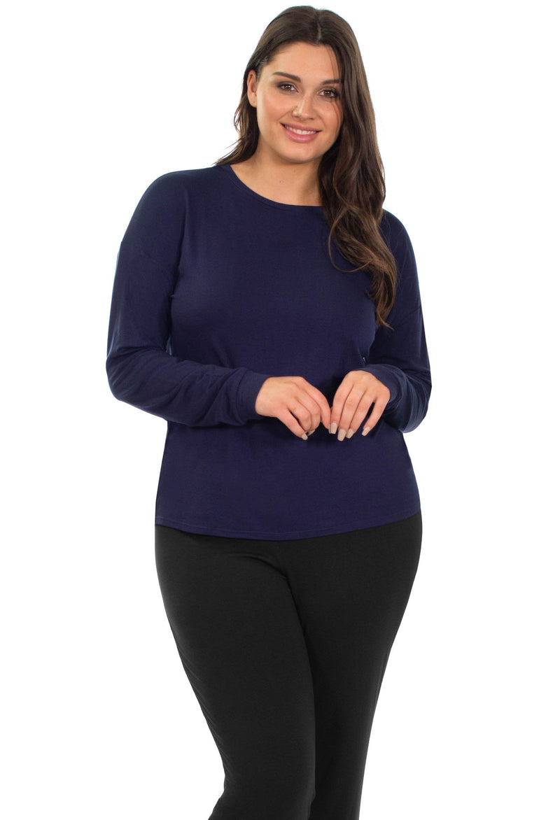 Bamboo Long Sleeve Pyjama Top - 2 Pack Navy