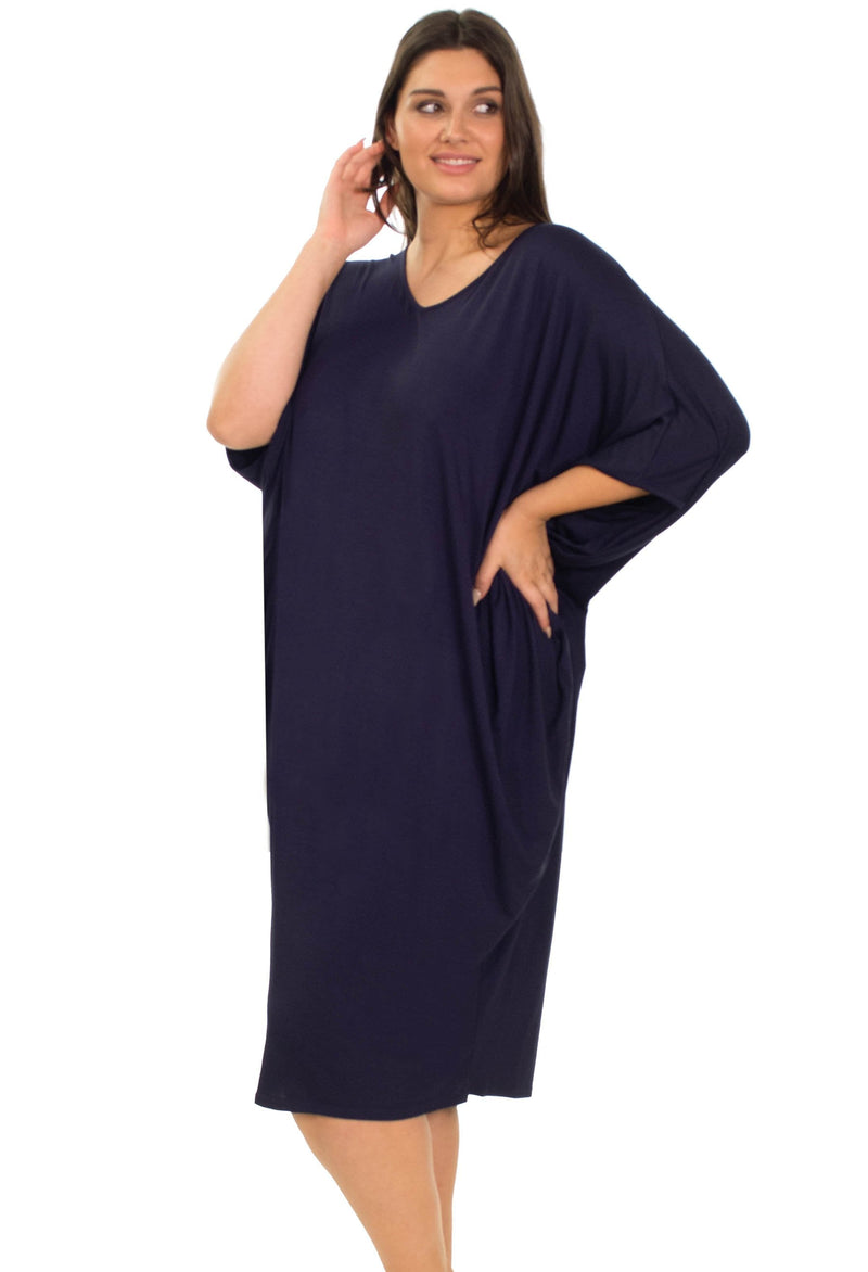 Bamboo V Neck Draped Dress - 2 Pack