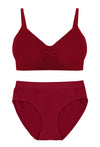 Burgundy Bamboo Bra + High Cut Set With FREE Nipple Covers