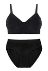 Black Bamboo Bra + High Cut Set With FREE Nipple Covers