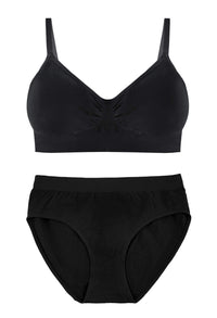 Black Bamboo Bra + High Cut Set With FREE Nipple Covers